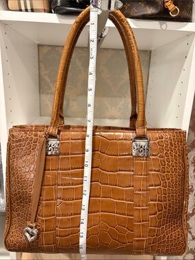 Brighton Croc-Embossed Shoulder Bag in Cognac